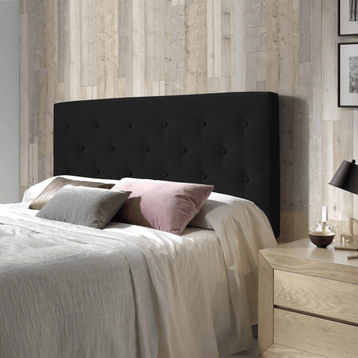 Cabeceira estofada Oslo 160x100 cm, capitone em tecido antracite, 8 cm de profundidade