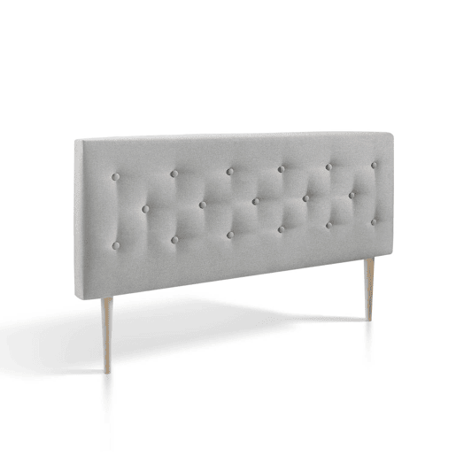 Cabeceira estofada Oslo 150x100 cm, capitone em tecido cinzento, 8 cm de profundidade