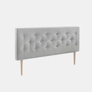 Cabeceira estofada Oslo 150x100 cm, capitone em tecido cinzento, 8 cm de profundidade