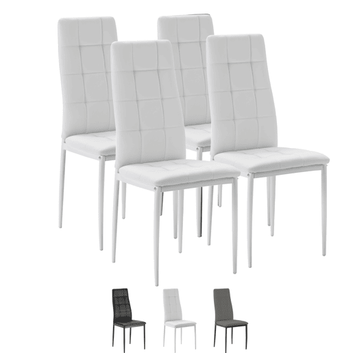 Conjunto de 4 cadeiras de jantar Chelsea estofadas Branco, certificado SGS, 42 x 51 x x x 97 cm