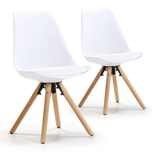 Conjunto de 2 cadeiras de jantar Jeff Nordic Style Branco, certificado SGS, 54 x 49 x 84 cm