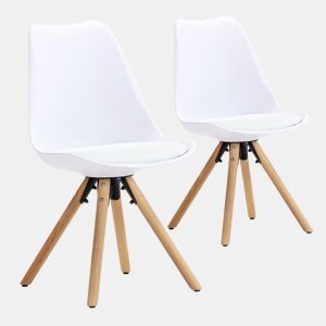 Conjunto de 2 cadeiras de jantar Jeff Nordic Style Branco, certificado SGS, 54 x 49 x 84 cm