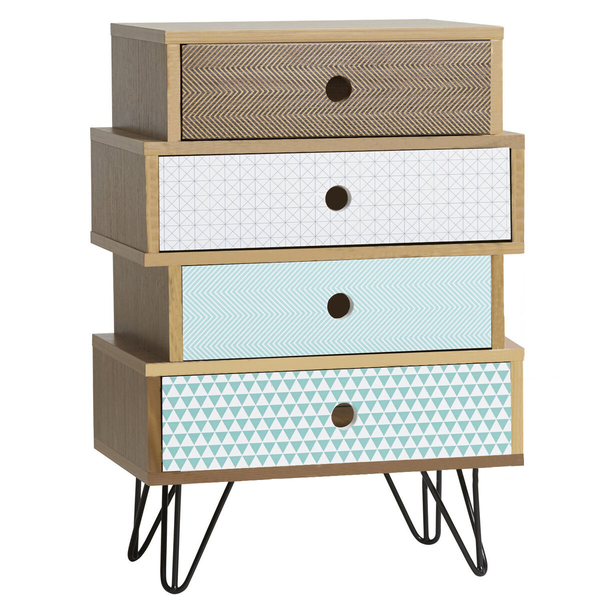 Mesita de Noche Buda 4 Cajones Multicolor