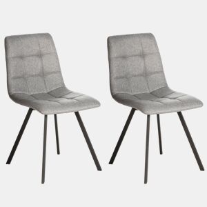 Conjunto de 2 cadeiras de jantar Mila estofadas em tecido cinzento claro, certificado SGS, 58 x 45 x 86 cm