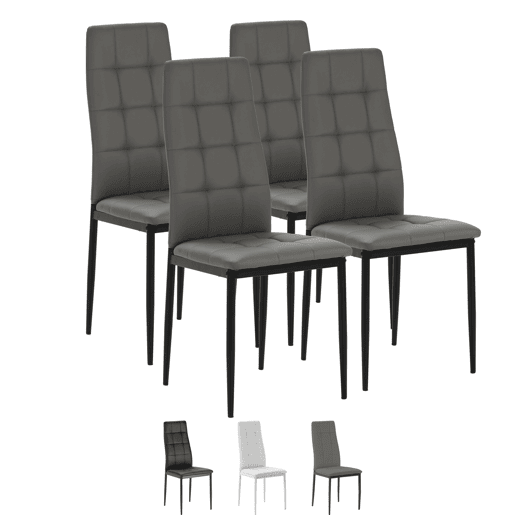 Conjunto de 4 cadeiras de jantar Chelsea estofadas Cinzento, certificado SGS, 42 x 51 x x x 97 cm