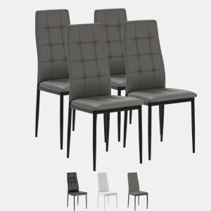 Conjunto de 4 cadeiras de jantar Chelsea estofadas Cinzento, certificado SGS, 42 x 51 x x x 97 cm