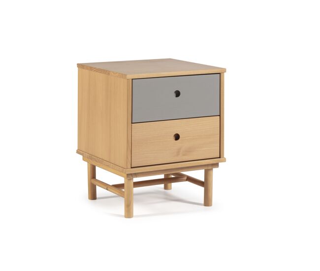 Mesita de noche magnus 2 cajones, madera maciza, 40 cm (ancho) 40 cm (profundo) 52 cm (altura)