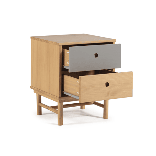 Mesa de cabeceira Magnus 2 gavetas, madeira maciça, 40 cm (L) 40 cm (P) 40 cm (P) 52 cm (A)