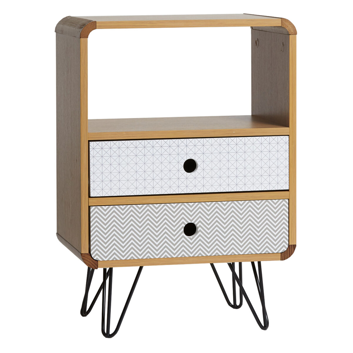 Mesita de Noche Buda 2 Cajones, Color Roble