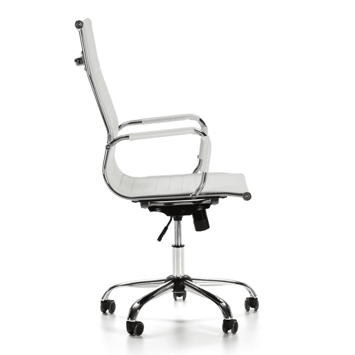 Cadeira de escritório reclinável London Branco, em pele sintética, altura ajustável, design ergonómico