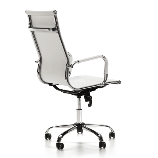 Cadeira de escritório reclinável London Branco, em pele sintética, altura ajustável, design ergonómico