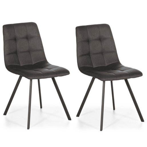 Conjunto de 2 cadeiras de jantar Mila estofadas em tecido cinzento escuro, certificado SGS, 58 x 45 x 86 cm