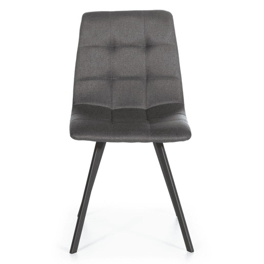 Conjunto de 2 cadeiras de jantar Mila estofadas em tecido cinzento escuro, certificado SGS, 58 x 45 x 86 cm