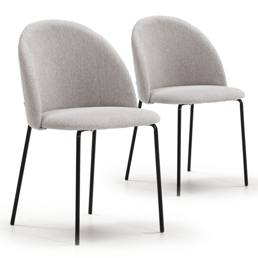 Conjunto de 2 cadeiras de jantar estofadas Kenia bege, certificado SGS, 43 x 47 x 78,5 cm