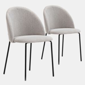 Conjunto de 2 cadeiras de jantar estofadas Kenia bege, certificado SGS, 43 x 47 x 78,5 cm