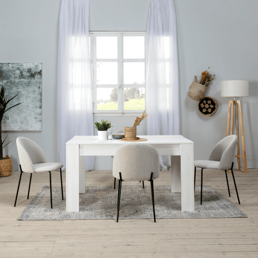 Conjunto de 2 cadeiras de jantar estofadas Kenia bege, certificado SGS, 43 x 47 x 78,5 cm