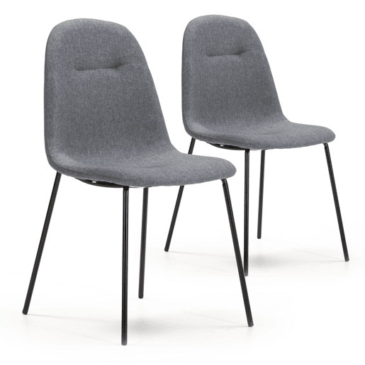 Conjunto de 2 cadeiras de jantar Brenda estofadas Cinzento, certificado SGS, 44 x 54 x 85 cm