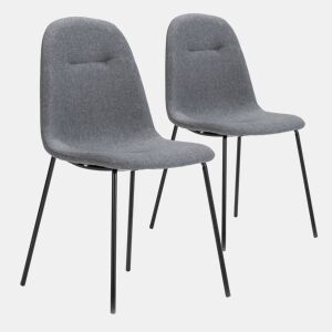Conjunto de 2 cadeiras de jantar Brenda estofadas Cinzento, certificado SGS, 44 x 54 x 85 cm