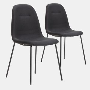 Conjunto de 2 cadeiras de jantar Brenda estofadas Preto, certificado SGS, 44 x 54 x 85 cm