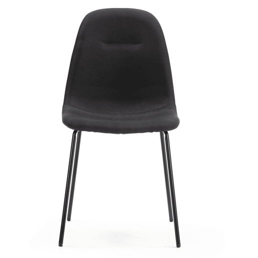 Conjunto de 2 cadeiras de jantar Brenda estofadas Preto, certificado SGS, 44 x 54 x 85 cm