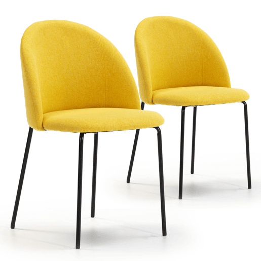 Conjunto de 2 cadeiras de jantar estofadas Kenia Mostarda, certificado SGS, 43 x 47 x 78,5 cm