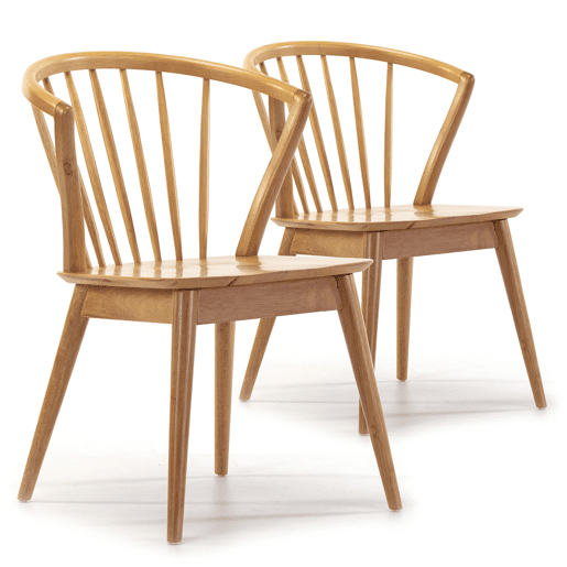Pack 2 cadeiras Mura Oak Colour, madeira maciça, 55 cm (C) 58,5 cm (P) 84 cm (A)