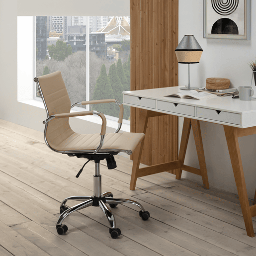 Croma Poltrona de escritório reclinável Taupe, couro sintético, altura ajustável, design ergonómico