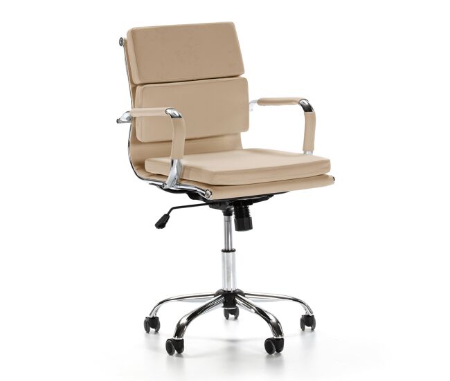 Sillón de oficina fenix reclinable taupe, piel sintética, altura ajustable, diseño ergonómico