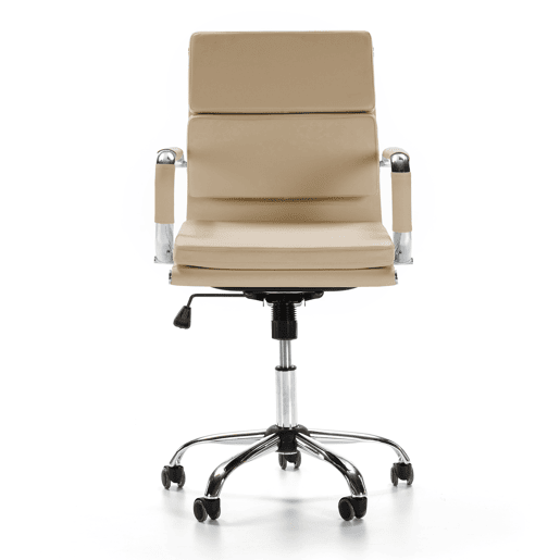 Cadeirão de escritório reclinável Fenix Taupe, em pele sintética, altura ajustável, design ergonómico
