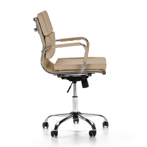 Cadeirão de escritório reclinável Fenix Taupe, em pele sintética, altura ajustável, design ergonómico