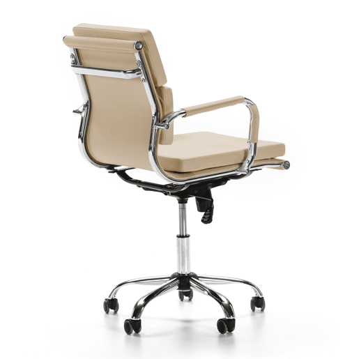 Cadeirão de escritório reclinável Fenix Taupe, em pele sintética, altura ajustável, design ergonómico