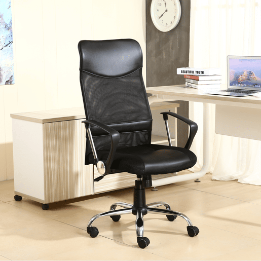 Cadeira de escritório Campus High Back Grid Back, preta, ajustável em altura