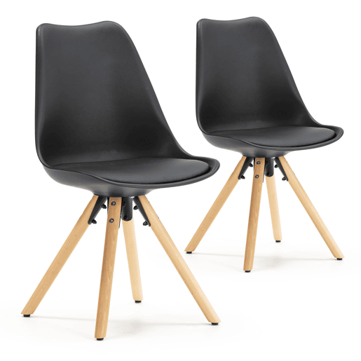Conjunto de 2 cadeiras de jantar Jeff Nordic Style Preto, certificado SGS, 54 x 49 x 84 cm