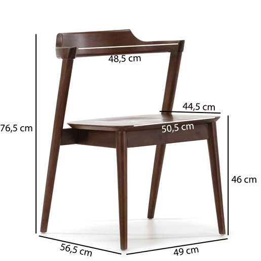 Pack 2 cadeiras Venus Walnut Colour, madeira maciça, 58 cm (C) 57,5 cm (P) 76 cm (A)