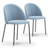 Conjunto de 2 cadeiras de jantar estofadas Kenia Azul, certificado SGS, 43 x 47 x 78,5 cm