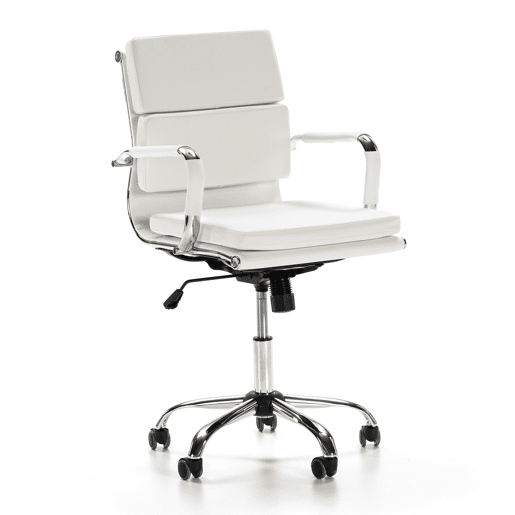 Cadeira de escritório reclinável Fenix Branco, em pele sintética, altura ajustável, design ergonómico