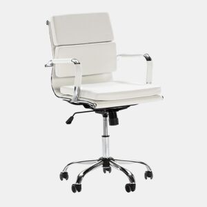 Cadeira de escritório reclinável Fenix Branco, em pele sintética, altura ajustável, design ergonómico