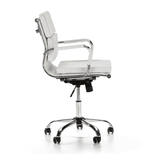 Cadeira de escritório reclinável Fenix Branco, em pele sintética, altura ajustável, design ergonómico