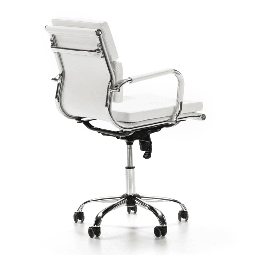 Cadeira de escritório reclinável Fenix Branco, em pele sintética, altura ajustável, design ergonómico