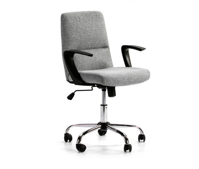 Sillón de oficina elevable y reclinable teo tapizado con tela, color gris claro, pata en negro