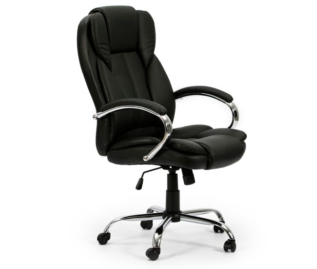 Sillón de oficina elevable y reclinable nixon tapizado con piel sintética, color negro