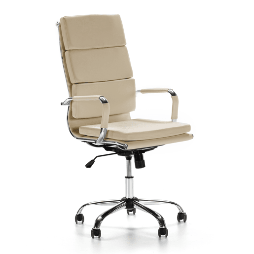 Morgan Poltrona de Escritório Reclinável Taupe, Couro Sintético, Altura Ajustável, Design Ergonómico