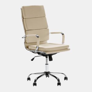 Morgan Poltrona de Escritório Reclinável Taupe, Couro Sintético, Altura Ajustável, Design Ergonómico