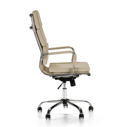 Morgan Poltrona de Escritório Reclinável Taupe, Couro Sintético, Altura Ajustável, Design Ergonómico