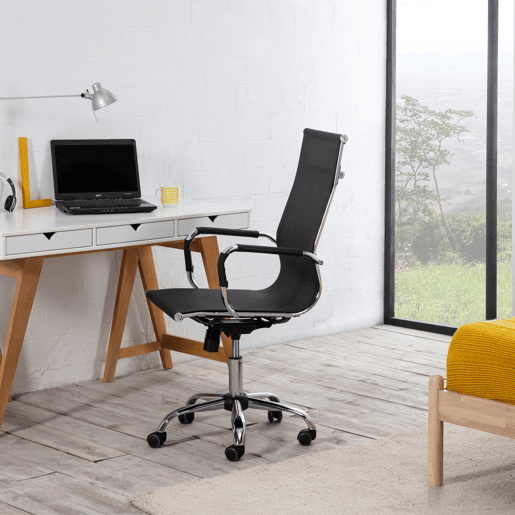 Cadeira de escritório slim reclinável, tecido respirável, altura ajustável, design ergonómico