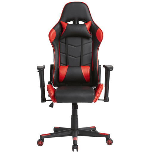 Cadeira de escritório profissional para jogos, vermelha, em pele sintética, ajustável em altura e inclinação