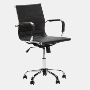 Croma Cadeira de escritório reclinável Croma Preta, em pele sintética, altura ajustável, design ergonómico