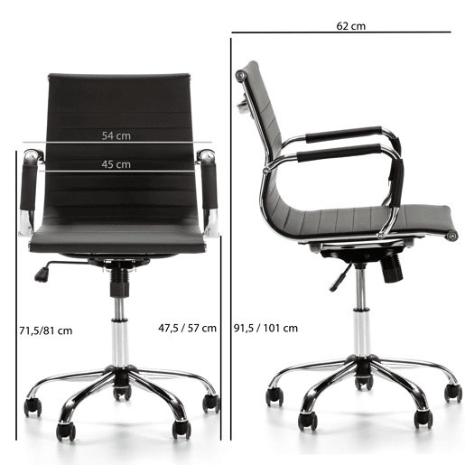 Croma Cadeira de escritório reclinável Croma Preta, em pele sintética, altura ajustável, design ergonómico