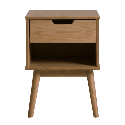 Mesa de cabeceira Bali 1 gaveta Cor de cera, pinho maciço e corrediças metálicas, 40 x 40 x 52 cm