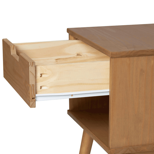 Mesa de cabeceira Bali 1 gaveta Cor de cera, pinho maciço e corrediças metálicas, 40 x 40 x 52 cm